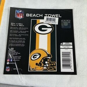 Green Bay Packers NFL Beach Towel 30x60 Cotton Blend White Green Gold New
